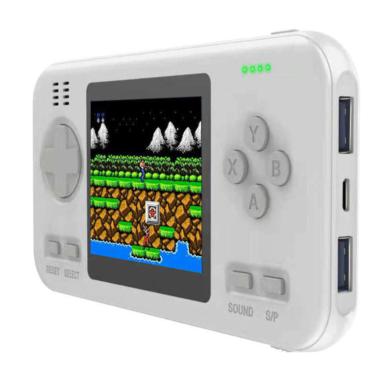 2 in 1 Handheld Game Console 8000mAh Power Bank with 416 Classic FC Games-White