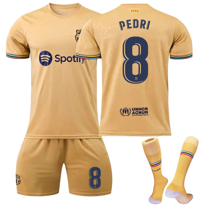 PEDRI #8 Barca Away Shirt 2022/23 Soccer Jersey Kit Football Set For Adult Kids