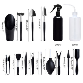 Home & Living15 Pieces Mini Garden Hand Transplanting Succulent Tools Miniature Planting Set -Black