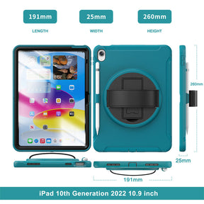 Tablet Case For iPad 10th with 360¡ã Kickstand/Hand Strap Shockproof-Blue1