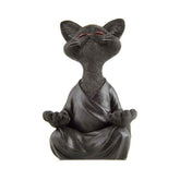 Buddha Cat Statue Yoga Collectible Home Decoration-Black