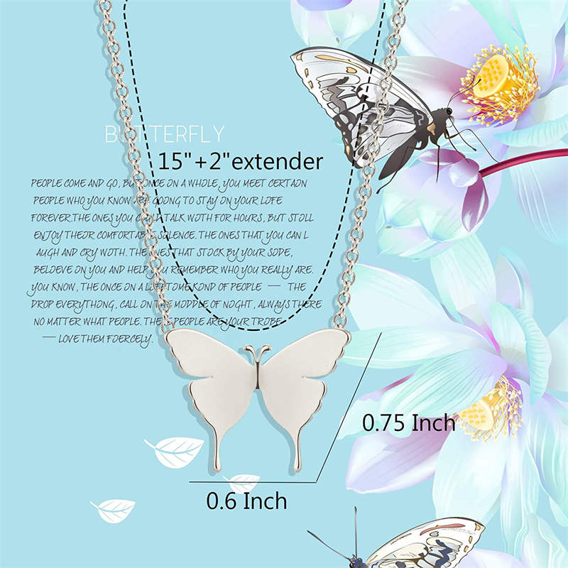 Dainty Butterfly Pendant Necklaces for Women-Gold