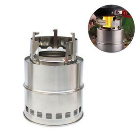 Portable Stainless Steel Wood Burning Stove for Outdoor Hiking Traveling Picnic