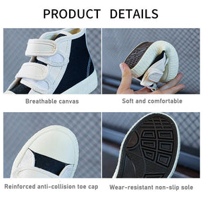 Unisex-Child Canvas Sneakers High Top Velcro Closure Boots-Blue