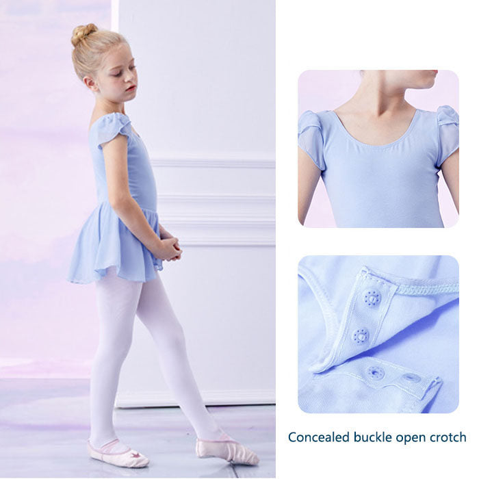 Toddler Ballet Leotard for Girls Dance Flutter Sleeve Skirt Ballerina Dress Outfit-Blue