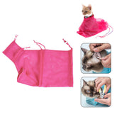 Cat Grooming Bag Adjustable Anti-Bite Cat Restraint Bag for Nail Trim Examining Ear Clean-Rose Red