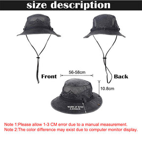 Sun Hat Wide Brim Fisherman Hat Safari Boonie Hat-Black