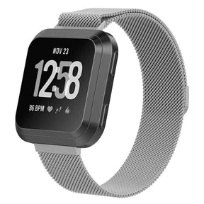 Magnetic Stainless Steel Strap For Fitbit Versa Smart Watch-Silver