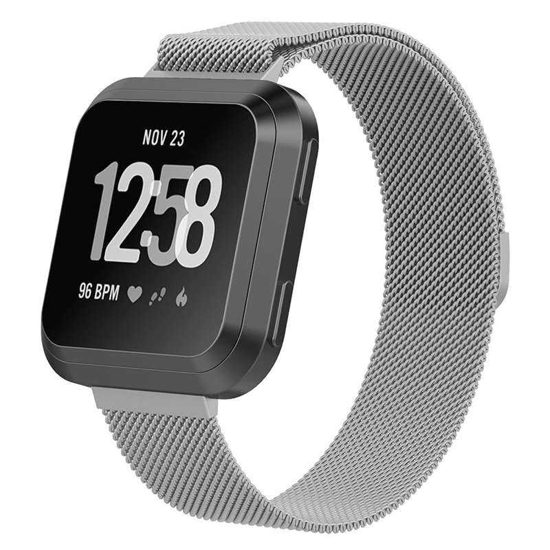 Magnetic Stainless Steel Strap For Fitbit Versa Smart Watch-Silver