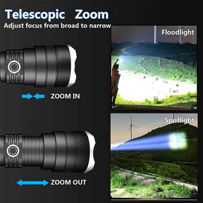 Rechargeable Waterproof Flashlights 4 Modes Zoomable for Camping