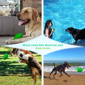 Dog Squeak Toys for Aggressive Chewers Durable Pet Rubber Football Toys-Green