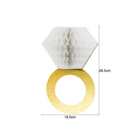3 Pcs Honeycomb Ring Hanging Decorations Glitter Gold Diamond Ring,Perfect for Engagement Wedding Party And Bridal Shower