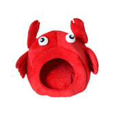 Self-Warming Crab Pet House Bed 2 In 1 Foldable Cushion Mat for Dogs And Cats-Red