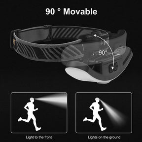 LED Headlamp USB Rechargeable with Red Light Adjustable 6 Modes