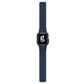 Magnetic Watch Band with Bumper Case Shockproof for Apple Watch-Blue
