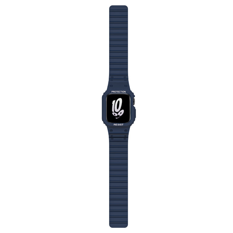 Magnetic Watch Band with Bumper Case Shockproof for Apple Watch-Blue