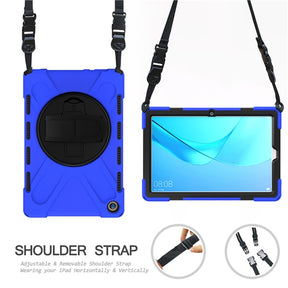OnePiece Tablet Case Anti-fall Protective Cover Bulit-in Kickstand/Hand+Neck Strap For HuaWei MediaPad M6 10.8inch 2019/Matepad 10.8inch-Blue
