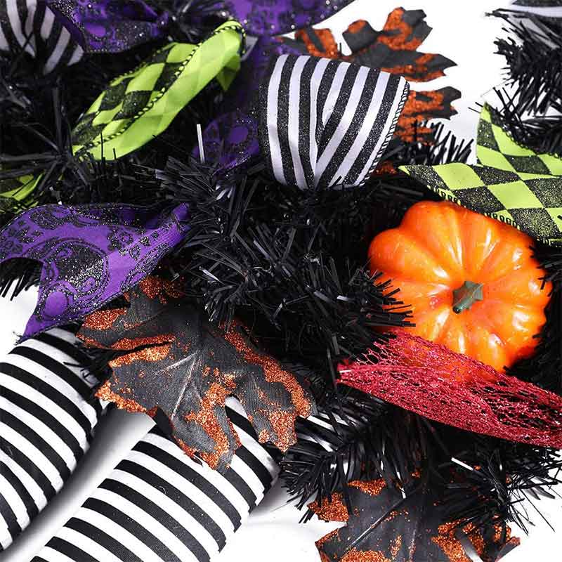 Halloween Wreath Witch Purple Ornaments Maple Leaf Wreath