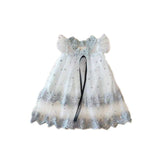 Flower Girls Wedding Dress Lace Sleeveless Tulle Summer Vintage Dresses-Silver