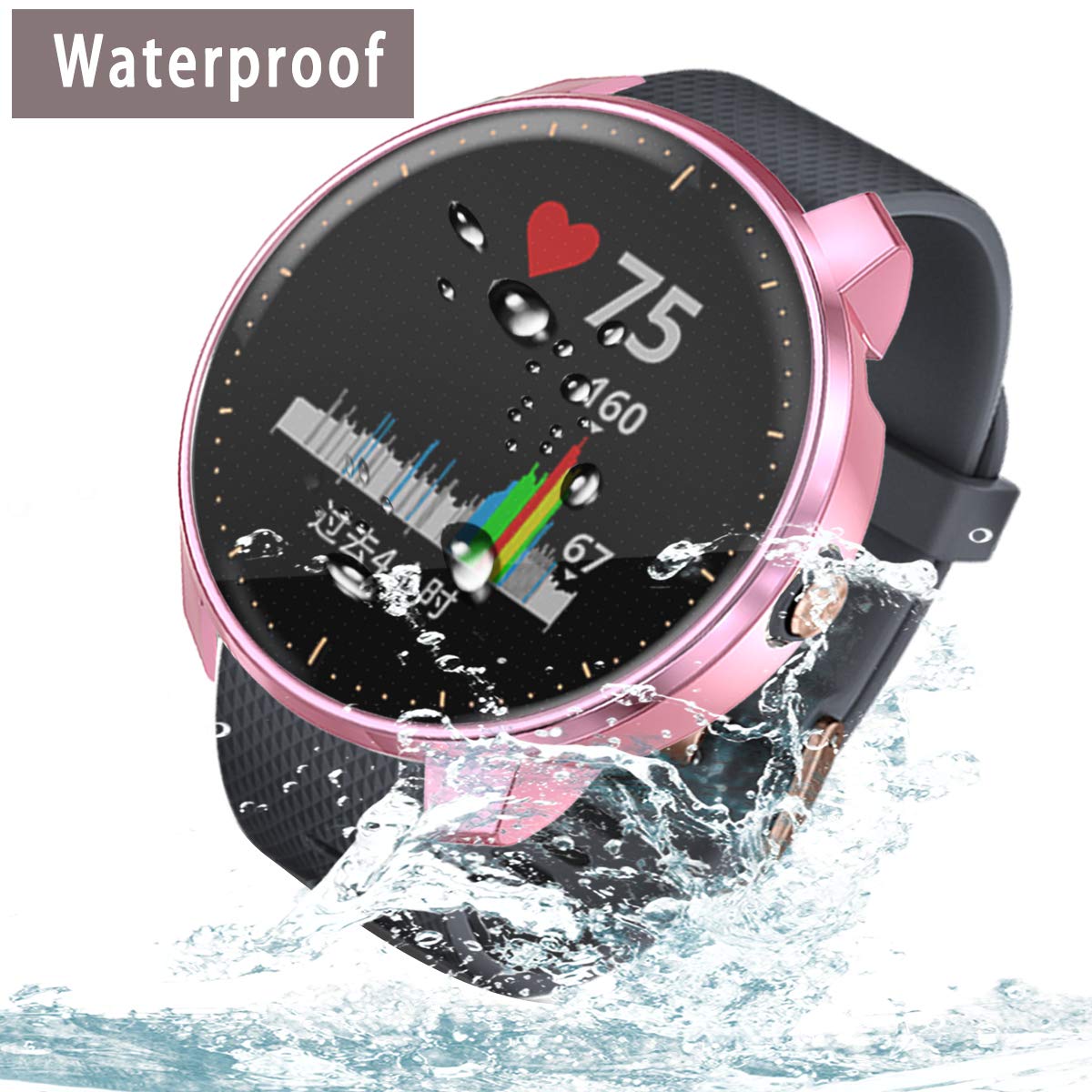 TPU Plated Scratch-Proof Full Cover Watch Case For Garmin Vivo Active3 Music-Pink