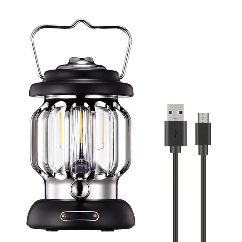 Retro Camping Lantern Type C Rechargeable for Outdoors Home Decor-Black