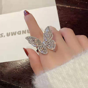 Cubic Zirconia Sparkling Butterfly Knuckle Ring-White