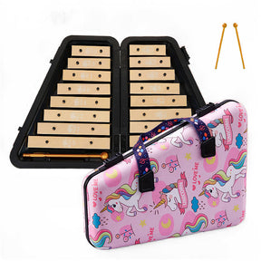 16 Tone Hand Percussion Piano Toys Knock Carillon Portable Percussion for Kids-Unicorn