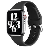 Silicone Sport Replacement Strap with Classic Clasp for iWatch Series SE 6 5 4 3 2 1-Black