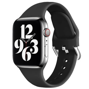 Silicone Sport Replacement Strap with Classic Clasp for iWatch Series SE 6 5 4 3 2 1-Black