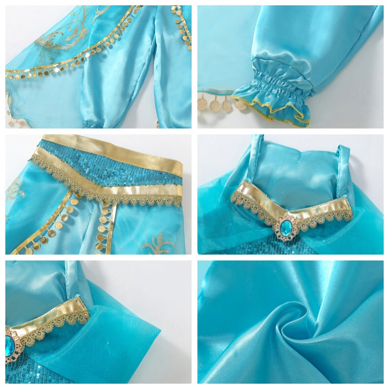 Fancy Princess Costume Set with Headband Sequin Party Dress for Girls