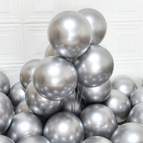 50pcs 12 Inch Metallic Latex Balloons Party Balloons for Party Birthday -Silver