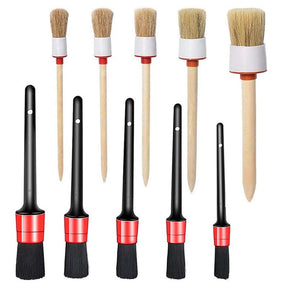 10Pcs Car Detailing Brush Set Boars Hair Detailing Brushes for Cleaning Wheels Interior Exterior Leather