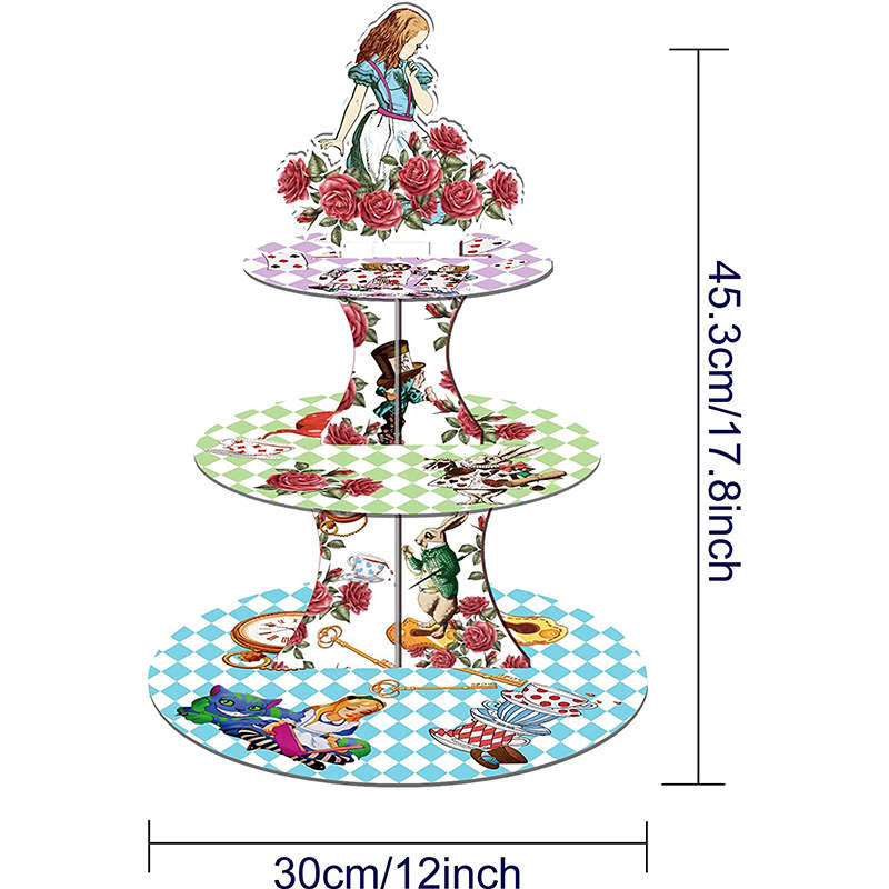 Tea Party Cupcake Stand 3 Tier Cake Holder for Kids Birthday Party Decorations