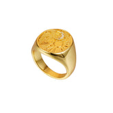 Gold Round Sunshine Pattern Ring For Women