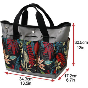 Home & LivingGarden Tools Bag Gardening Tote Organizer with 8 Deep Pockets for Gardener Regular Size Tools Storage -Gray Red