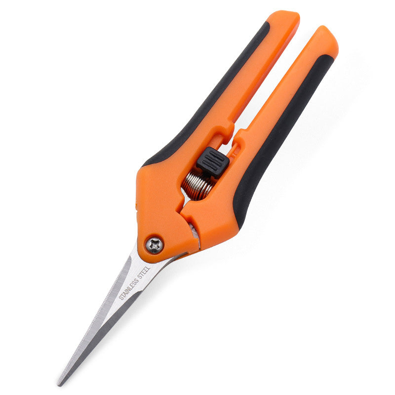 165mm Gardening Pruning Shears Hand Scissors with Straight Stainless Steel Blades for Trimming Herbs Flowers Plants -Orange