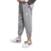Girls Joggers Long Pants Pockets Outdoor Casual Trousers Smiley-Gray