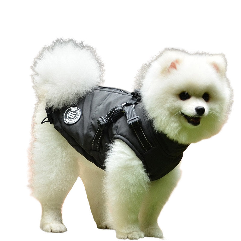 Dog Vest Harness for Winter Windproof Fleece Lined Warm Puppy Jacket-DarkGrey