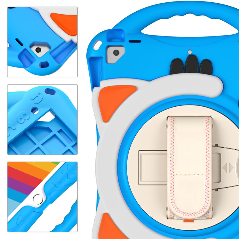 CatA iPad Silicone Case For iPad 10.2 Air10.5 Pro10.5 Built-in Handle Stand With a Strap-Light Blue