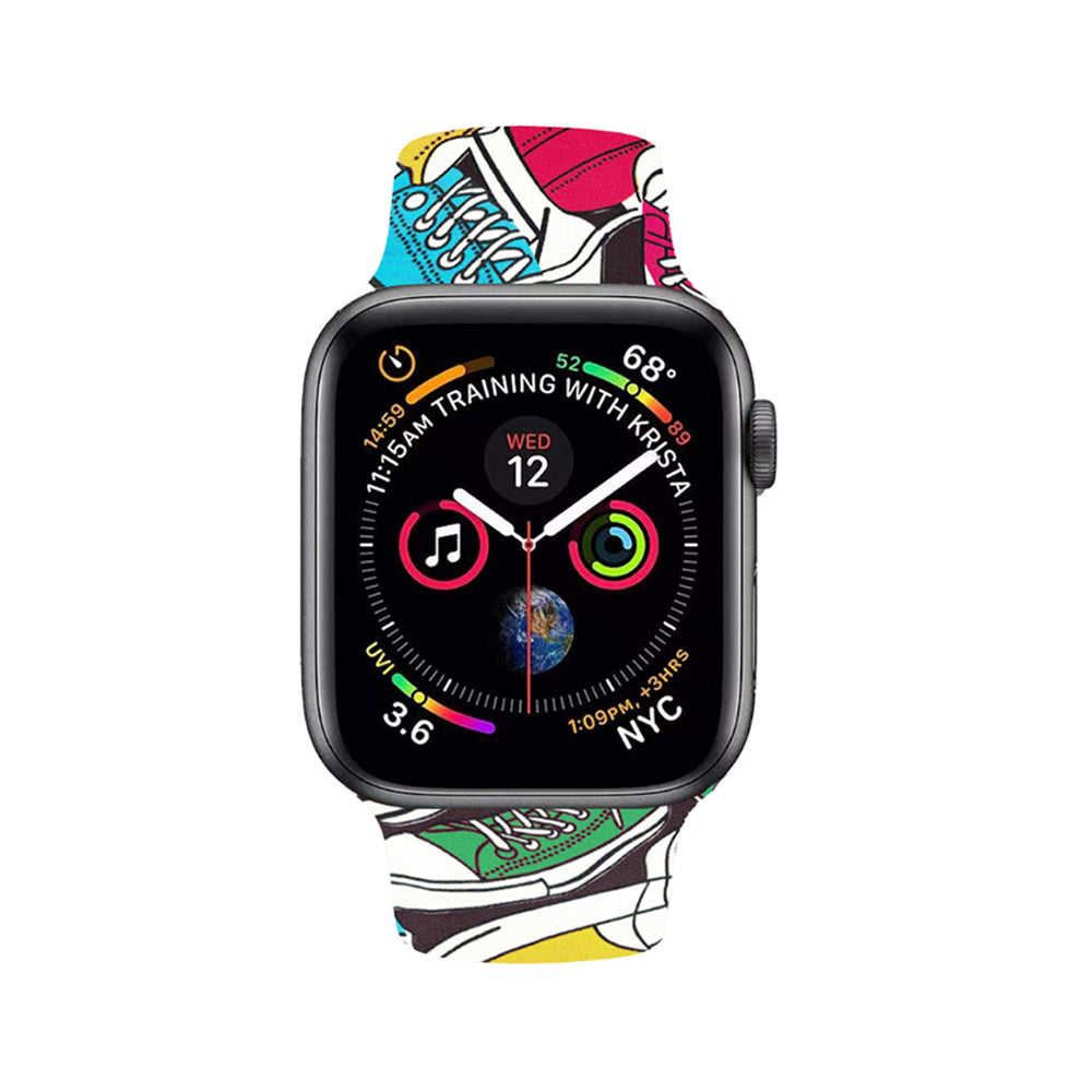 Color Printing Silicone Watch Band For Apple Watch SE/6/5/4/3/2/1(Sports Shoes)
