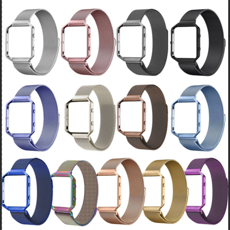 Stainless Steel Bracelet Replacement Strap Without Metal Frame For Fitbit Blaze-Purple