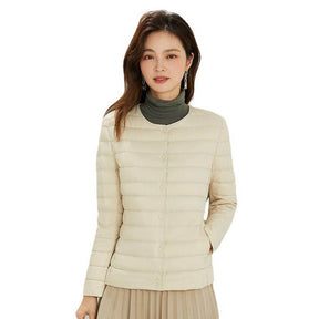 Womens Down Jacket Packable Lightweight Two Wear Waterproof Coat-OffWhite