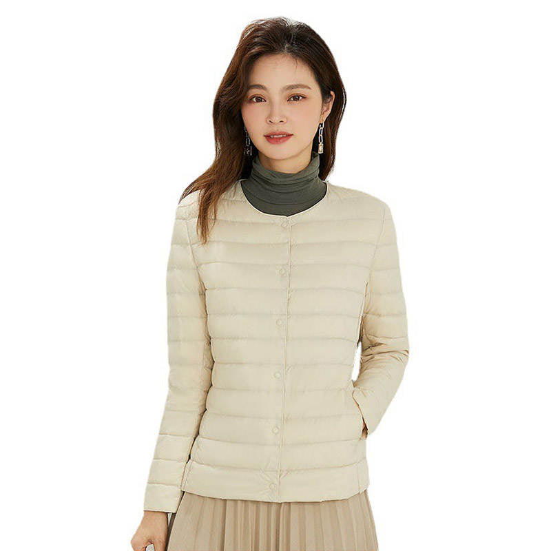 Womens Down Jacket Packable Lightweight Two Wear Waterproof Coat-OffWhite