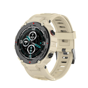 F26 Military Smart Watch with Bluetooth Calling Music Player Heart Rate Sleep Monitor-Khaki