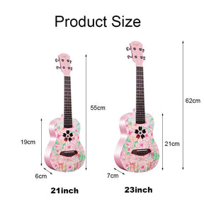 Mahogany Wooden Ukulele Beginner Pack Instrument All in One Kit for Girls Boys-Peach