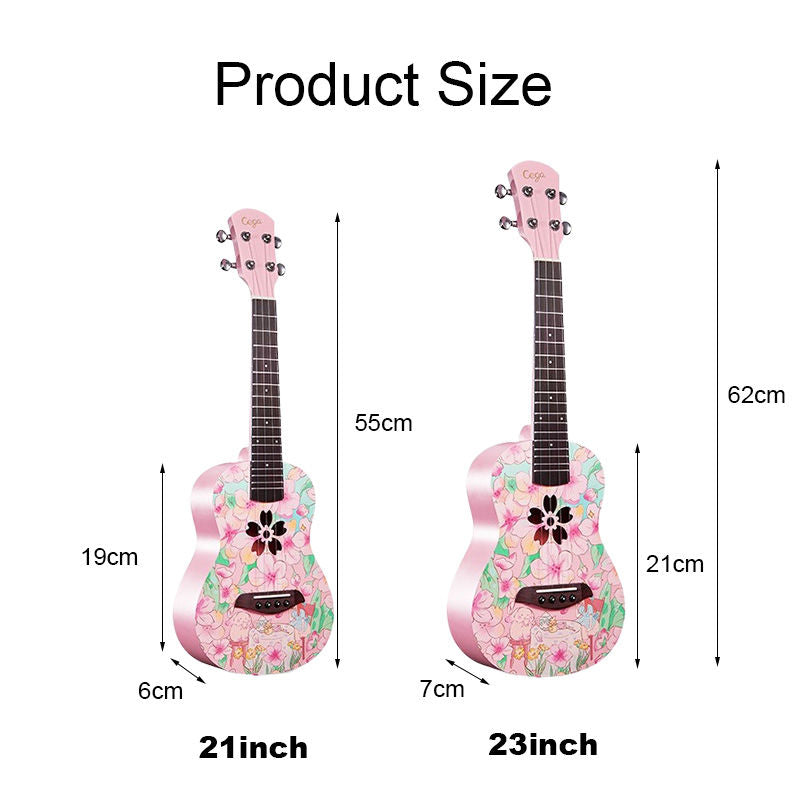 Mahogany Wooden Ukulele Beginner Pack Instrument All in One Kit for Girls Boys-Peach