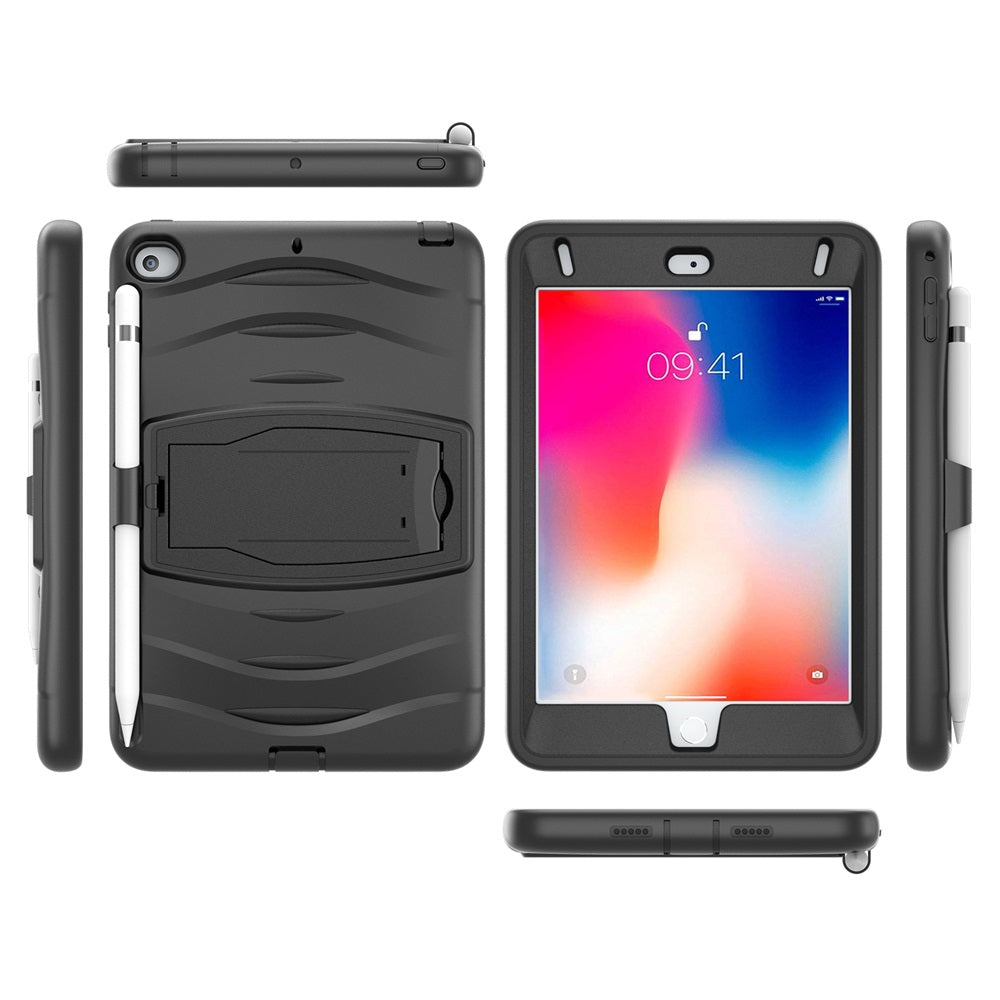 Shock Wave Design Kickstand Case Anti-Fall Protection With Pencil Holder For 7.9inch iPad Mini 4/5-Black