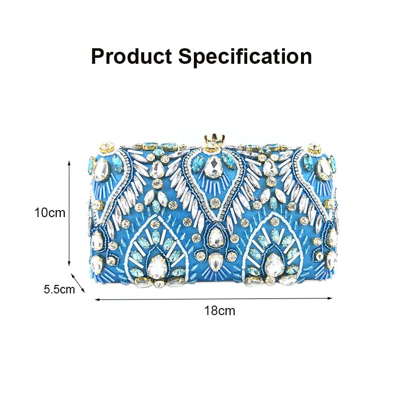 Vintage Beaded Clutch Evening Bags Flapper Handbag Clutch for Women-Blue