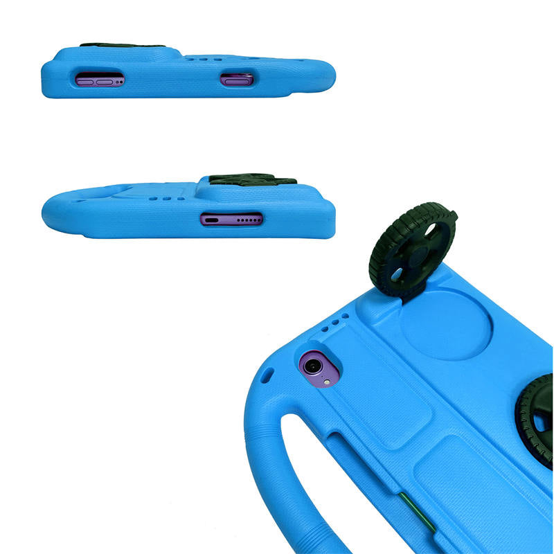 Wheel iPad Case For iPad Mini 6 Shockproof Stand Cover With Handle Stand-Blue
