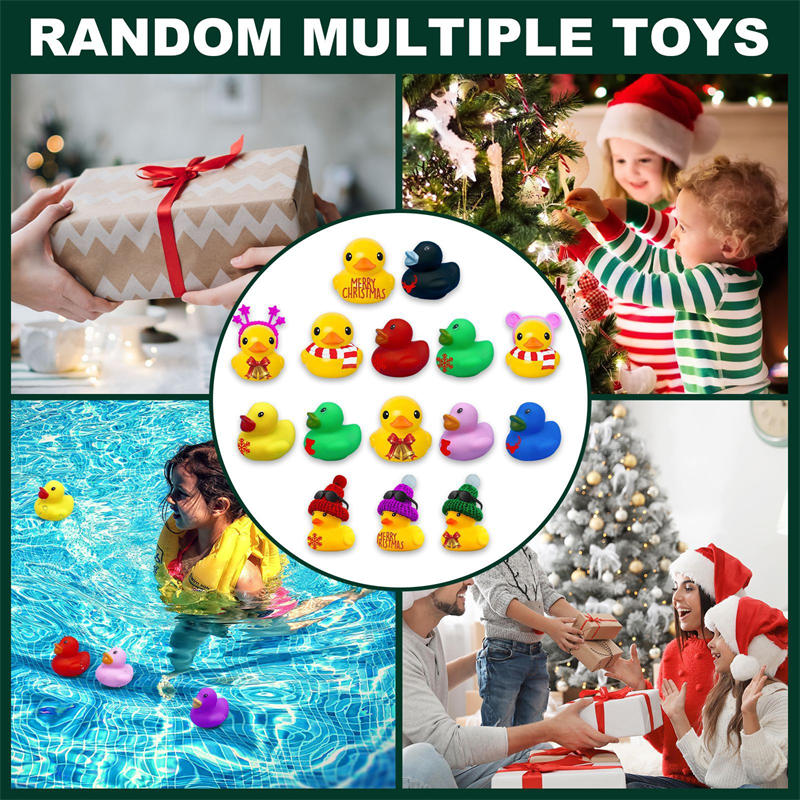 24 Days Christmas Countdown Calendar with 24 Rubber Ducks Toys